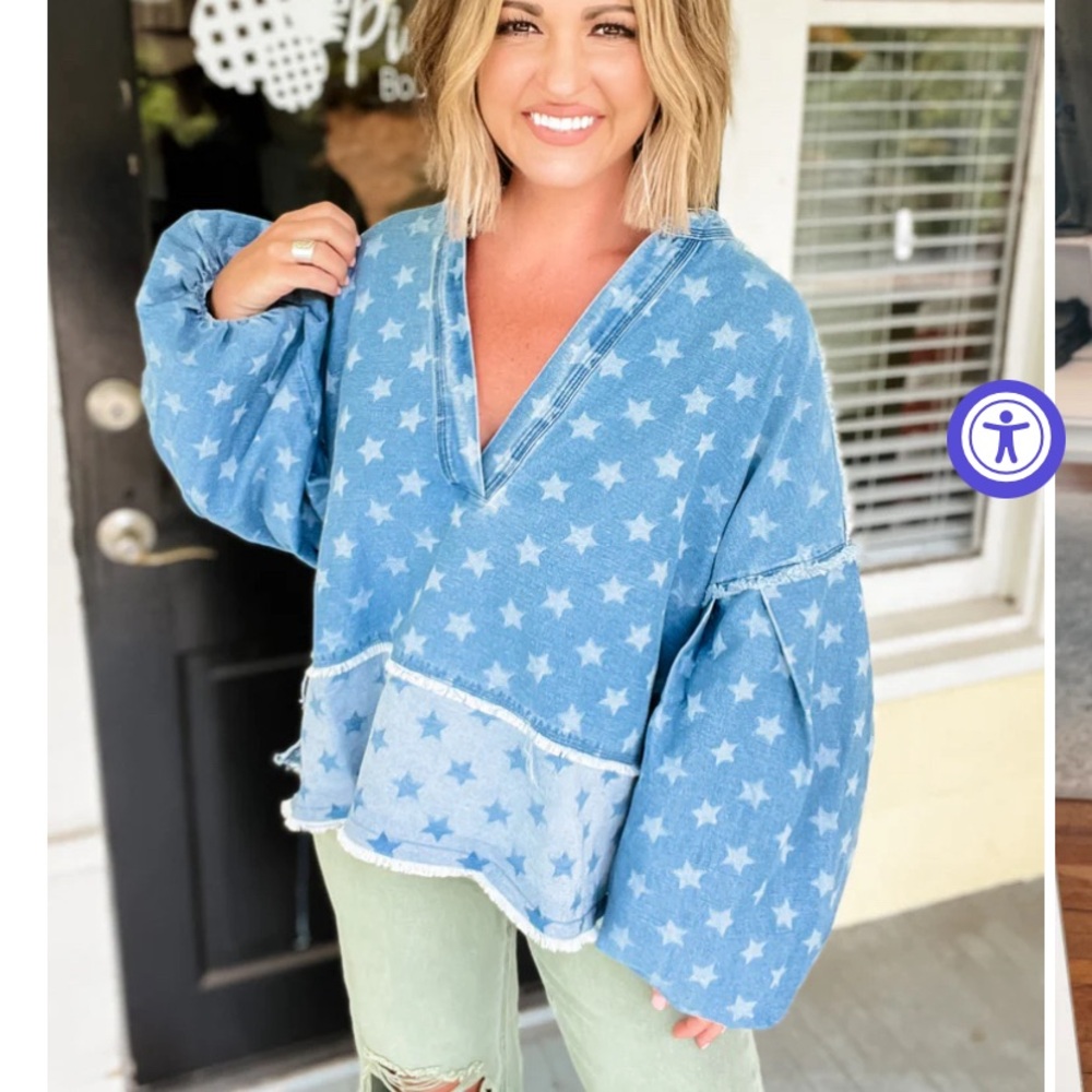 Star denim oversized jean jacket